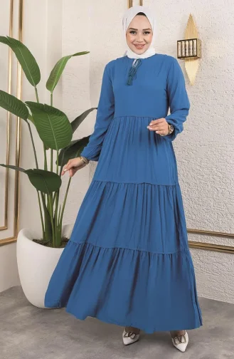 Jurk Met Kwastjesdetail 0229-03 Petrol 0229-03