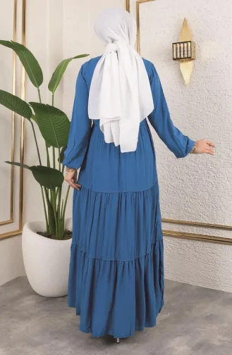 Jurk Met Kwastjesdetail 0229-03 Petrol 0229-03