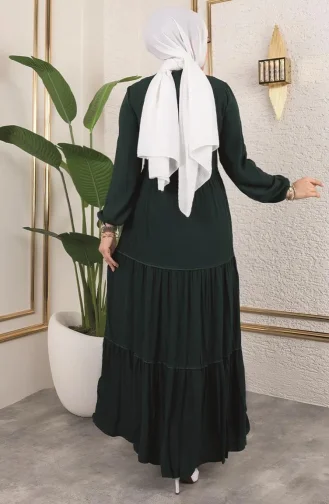 فستان مزين بالشراشيب 0229-06 أخضر زمردي 0229-06