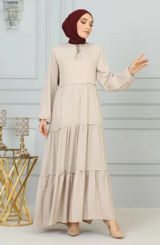 فستان مزين بالشراشيب 0229-07 من المنك 0229-07