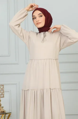 فستان مزين بالشراشيب 0229-07 من المنك 0229-07