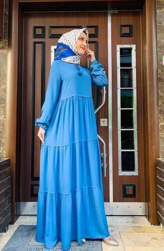 Tassel Detailed Dress 0229-10 Indigo 0229-10