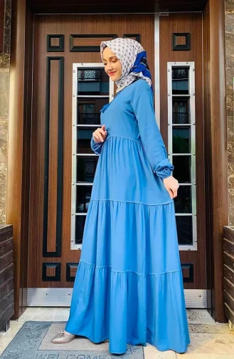 Tassel Detailed Dress 0229-10 Indigo 0229-10