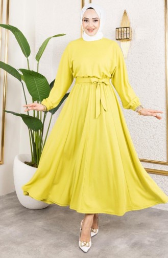 Acid Green Hijab Dress 2051-04