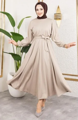 Robe Plissée à La Taille 2051-06 Vison 2051-06