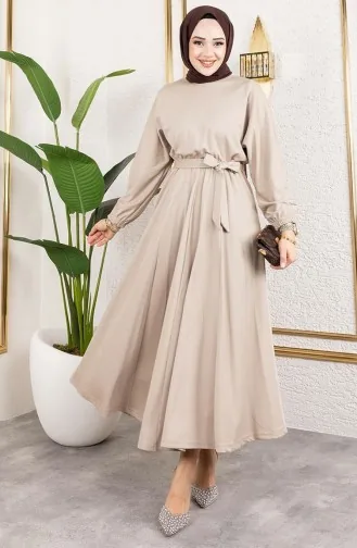 Robe Plissée à La Taille 2051-06 Vison 2051-06