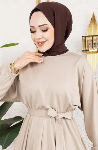 Robe Plissée à La Taille 2051-06 Vison 2051-06