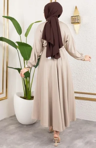 Robe Plissée à La Taille 2051-06 Vison 2051-06