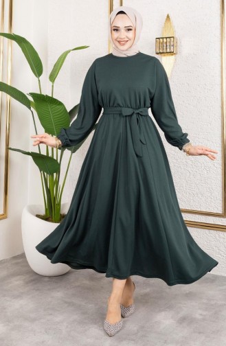 Smaragdgrün Hijab Kleider 2051-08