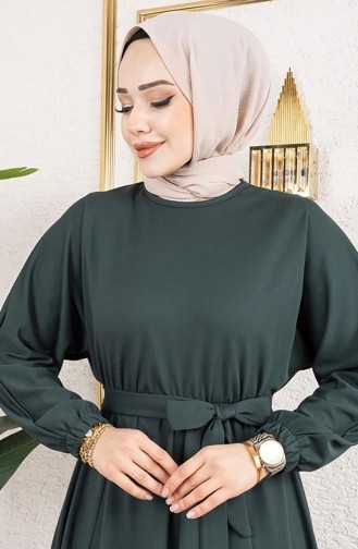 Smaragdgrün Hijab Kleider 2051-08