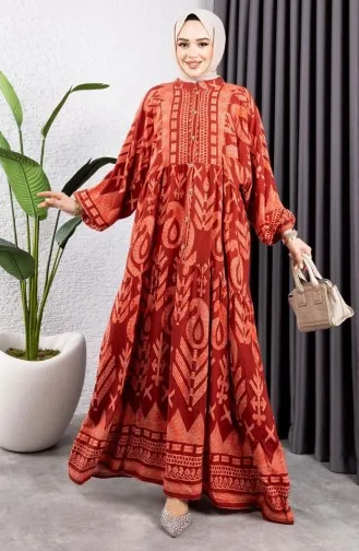 فستان فيسكوز بنمط عرقي 7105-02 بلاط 7105-02