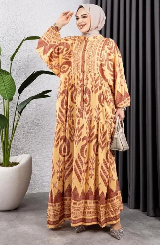 Viscose Jurk Met Etnisch Patroon 7105-03 Geel 7105-03