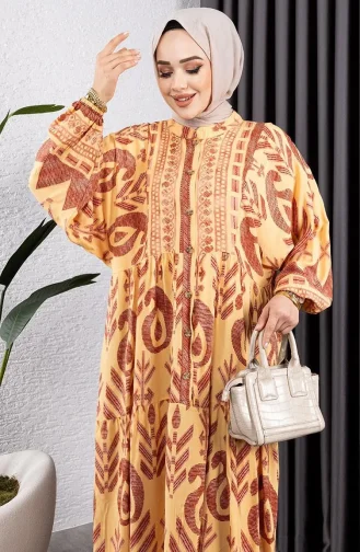 Viscose Jurk Met Etnisch Patroon 7105-03 Geel 7105-03