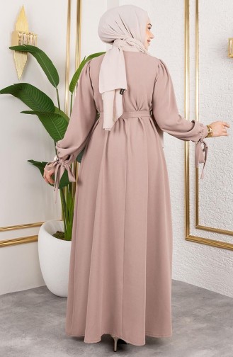 Lace-Up Cuffed Hijab Dress 7121-06 Mink 7121-06