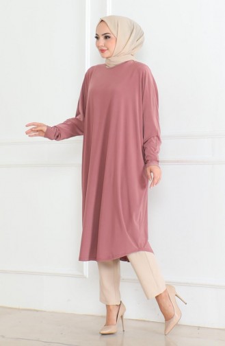 Yarasa Kol Salaş Tunik 2044-02 Gül Kurusu