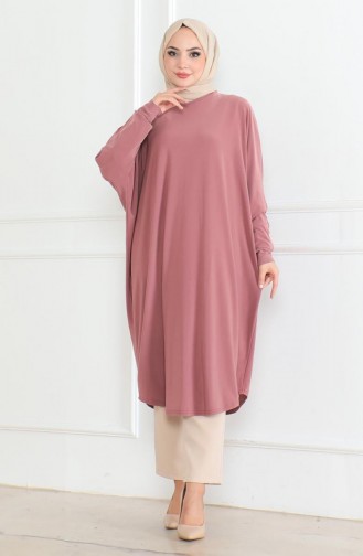 Yarasa Kol Salaş Tunik 2044-02 Gül Kurusu