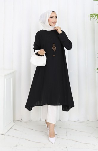 Krep Kumaş Salaş Tunik 1011-01 Siyah