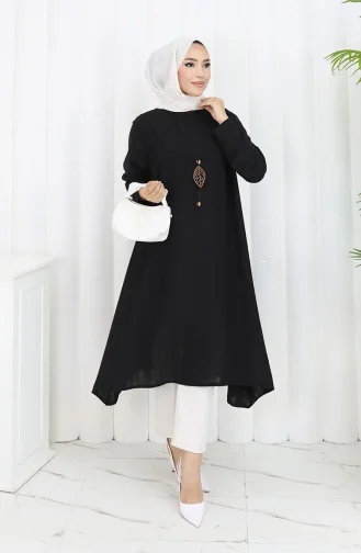 Lässige Tunika Aus Kreppstoff 1011-01 Schwarz 1011-01