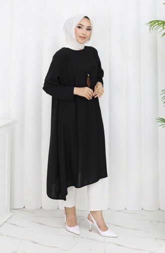 Krep Kumaş Salaş Tunik 1011-01 Siyah