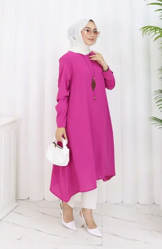 Crêpe Stof Casual Tuniek 1011-04 Fuchsia 1011-04