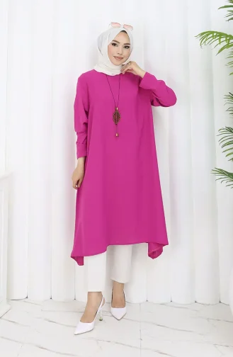 Crêpe Stof Casual Tuniek 1011-04 Fuchsia 1011-04