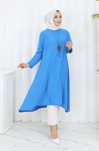 Krep Kumaş Salaş Tunik 1011-08 Mavi