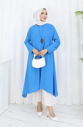 Krep Kumaş Salaş Tunik 1011-08 Mavi