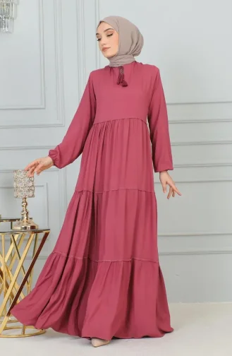 Tassel Detailed Dress 0229-11 Dusty Rose 0229-11