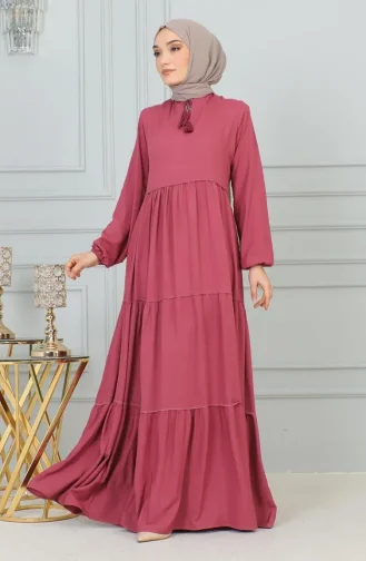 Tassel Detailed Dress 0229-11 Dusty Rose 0229-11