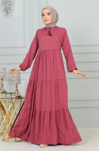 Tassel Detailed Dress 0229-11 Dusty Rose 0229-11