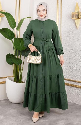 Smaragdgrün Hijab Kleider 1124-07