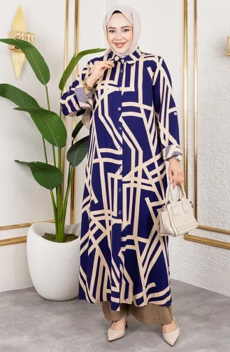 بدلة فيسكوز منقوشة 0337-01 أزرق داكن 0337-01