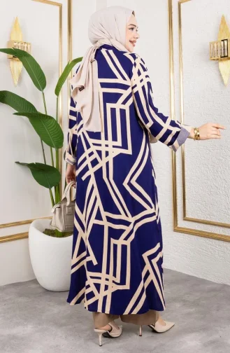 بدلة فيسكوز منقوشة 0337-01 أزرق داكن 0337-01