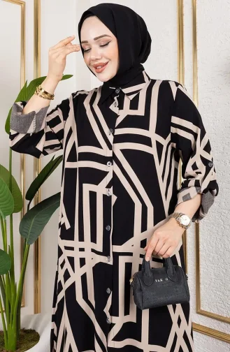 Patterned Viscose Suit 0337-02 Black Mink 0337-02