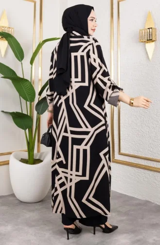 Patterned Viscose Suit 0337-02 Black Mink 0337-02