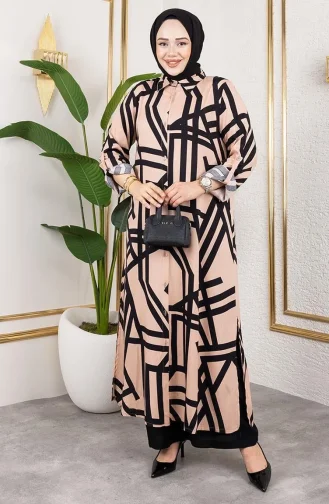 Patterned Viscose Suit 0337-04 Mink Black 0337-04