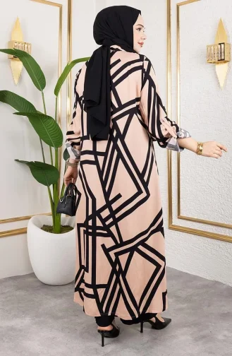 Patterned Viscose Suit 0337-04 Mink Black 0337-04