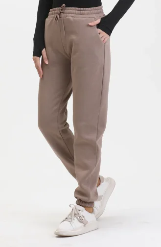 Driedraads Gekamde Katoenen Joggingbroek 5033-01 Mink 5033-01