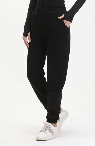 Pantalon De Survêtement En Coton Peigné Trois Fils 5033-02 Noir 5033-02