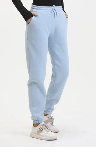Drie-garen Gekamde Katoenen Joggingbroek 5033-04 Babyblauw 5033-04