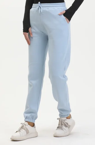 Drie-garen Gekamde Katoenen Joggingbroek 5033-04 Babyblauw 5033-04