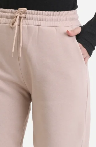 Pantalon De Survêtement En Coton Peigné Trois Fils 5033-05 Beige 5033-05