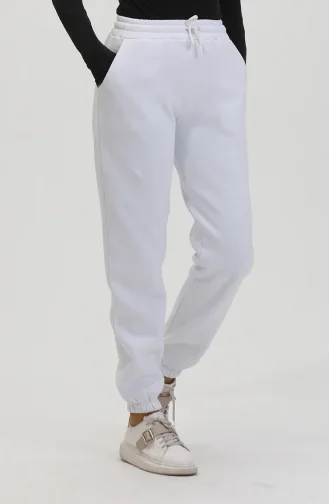 Pantalon De Survêtement En Coton Peigné Trois Fils 5033-07 Blanc 5033-07
