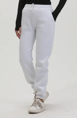 Pantalon De Survêtement En Coton Peigné Trois Fils 5033-07 Blanc 5033-07