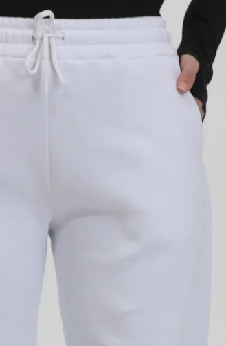 Pantalon De Survêtement En Coton Peigné Trois Fils 5033-07 Blanc 5033-07
