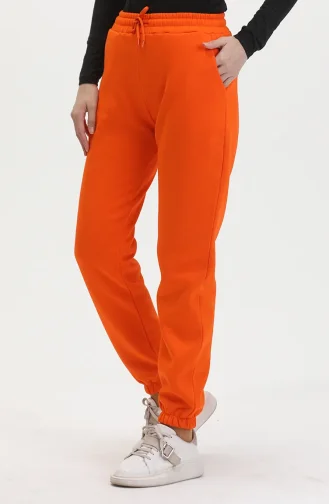 Pantalon De Survêtement En Coton Peigné Triple Fil 5033-08 Orange 5033-08