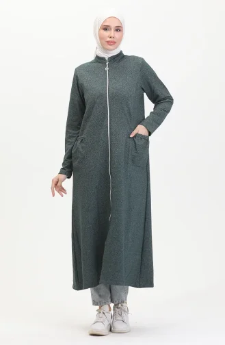Abaya Mit Doppelfaden-Reißverschluss 5023-01 Smaragdgrün 5023-01