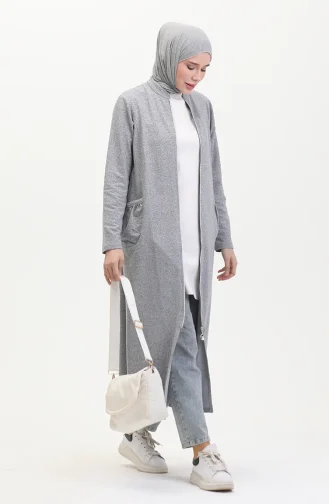 Abaya Met Dubbele Draad En Rits 5023-02 Grijs 5023-02