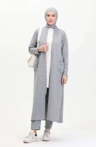 Abaya Met Dubbele Draad En Rits 5023-02 Grijs 5023-02
