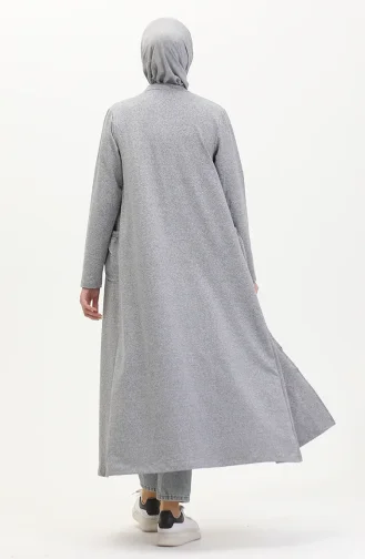 Abaya Met Dubbele Draad En Rits 5023-02 Grijs 5023-02